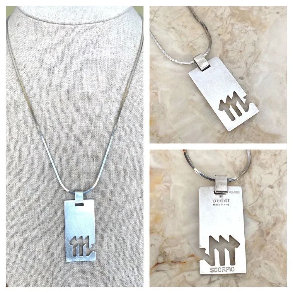 Gucci 925 Sterling Silver “Scorpio” Zodiac Pendant & Chain Unisex